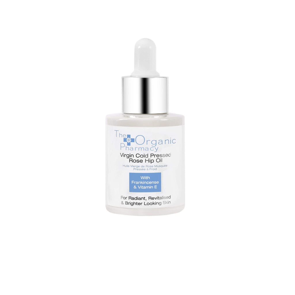 The organic pharmacy rose hip oil contains frankincense and vitamin E  